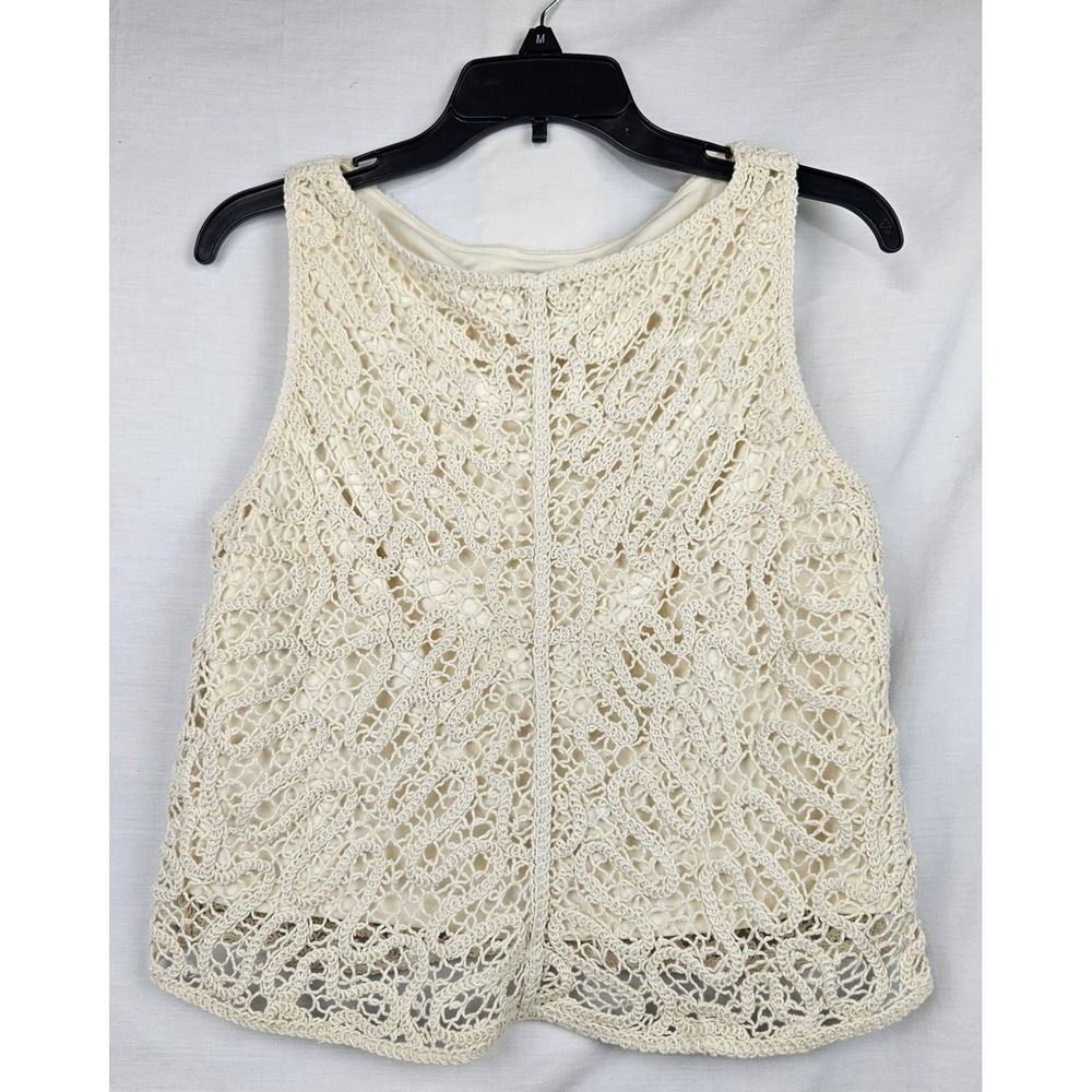 A New Day Womens‎ Ivory Crochet Lace Sleeveless Lined Tank Top Cream M Boho
